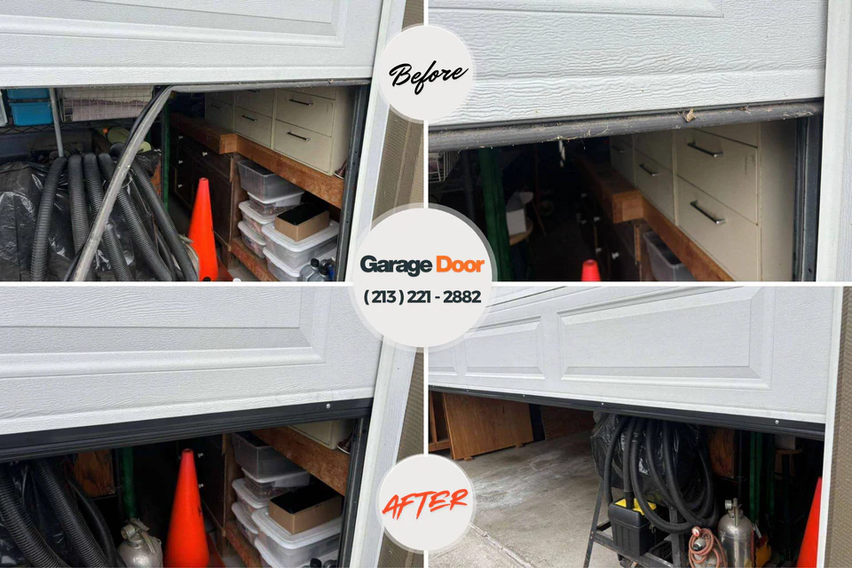Before and after: garage door repair Milford Square, PA